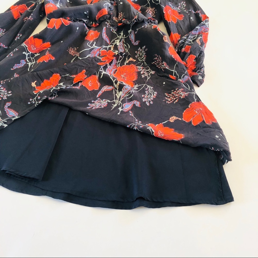 Madewell Blue and Red Floral Dress - Women's 00 - Picture 5 of 7